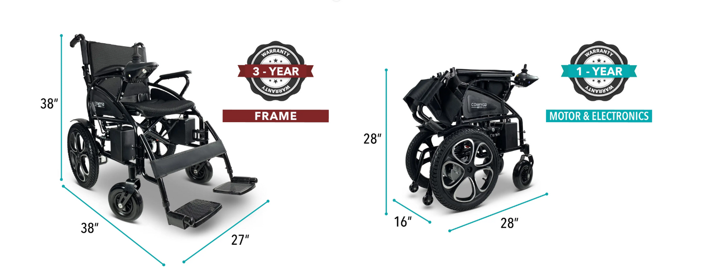 6011 ComfyGO Electric Wheelchair (17″ Wide Seat) Lightweight