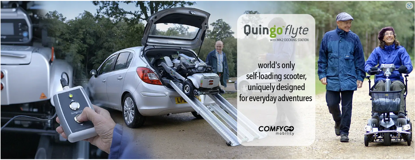 Quingo Flyte Mobility Scooter With MK2 Self Loading Ramp