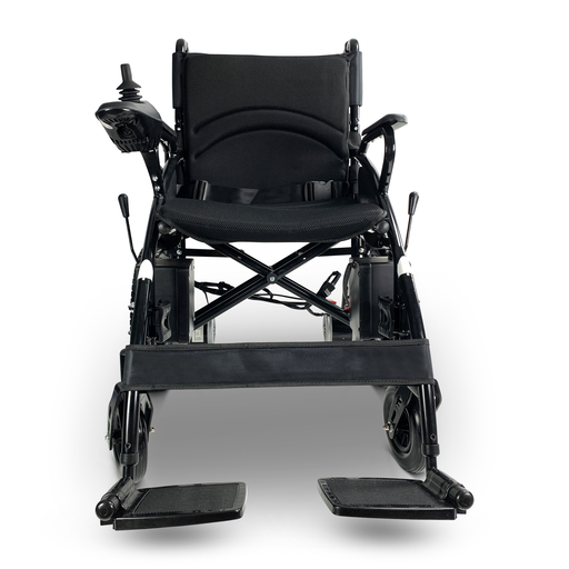 6011 ComfyGO Electric Wheelchair (17″ Wide Seat) in black front view