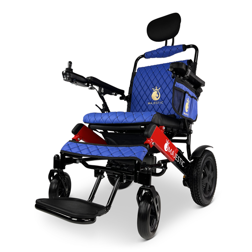 Comfy Go MAJESTIC WHEELCHAIR in Blue with Red Frame